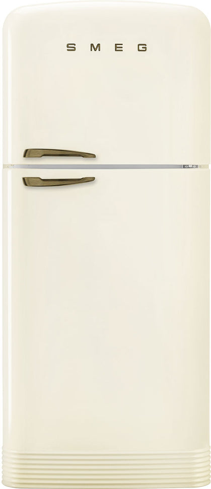 Smeg - 31" FAB50 Retro Refrigerator With Bottom Freezer, Brass Right Hinge - Preliminary Cream - FAB50URCRB3