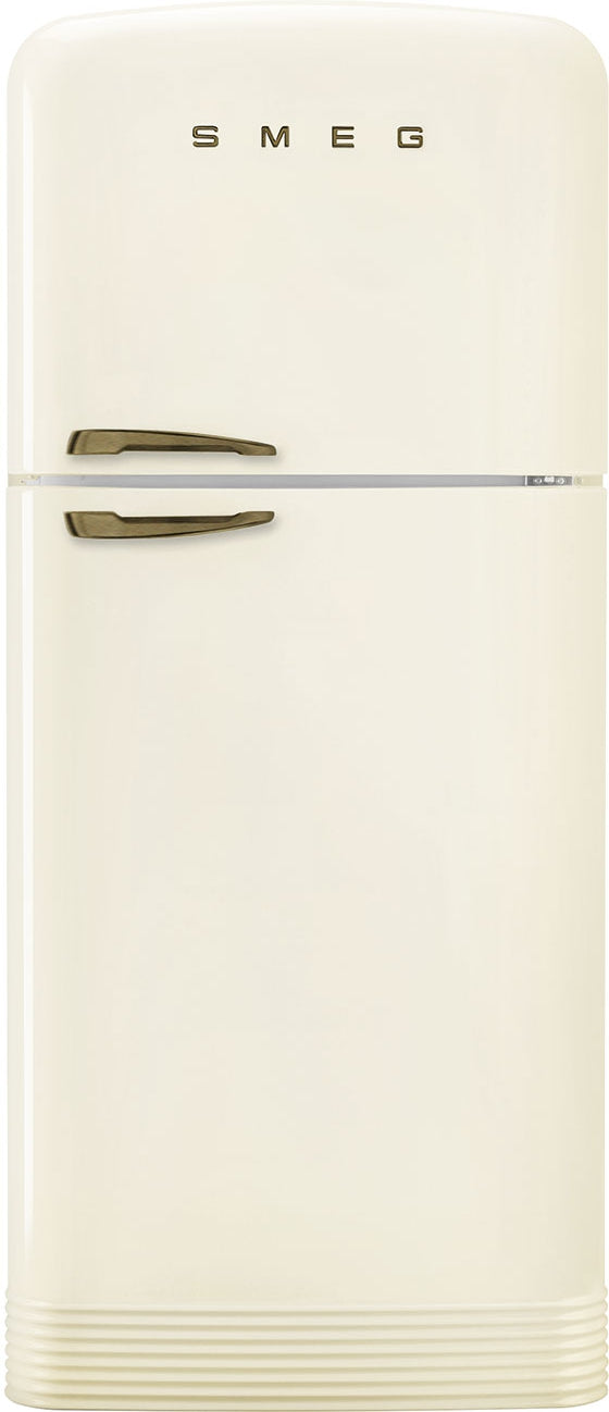 Smeg - 31" FAB50 Retro Refrigerator With Bottom Freezer, Brass Right Hinge - Preliminary Cream - FAB50URCRB3
