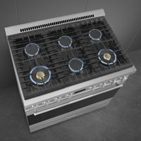 Smeg - 36" Dual Fuel Stainless Steel Professional Range - SPR36UGMX (Special Order Item)