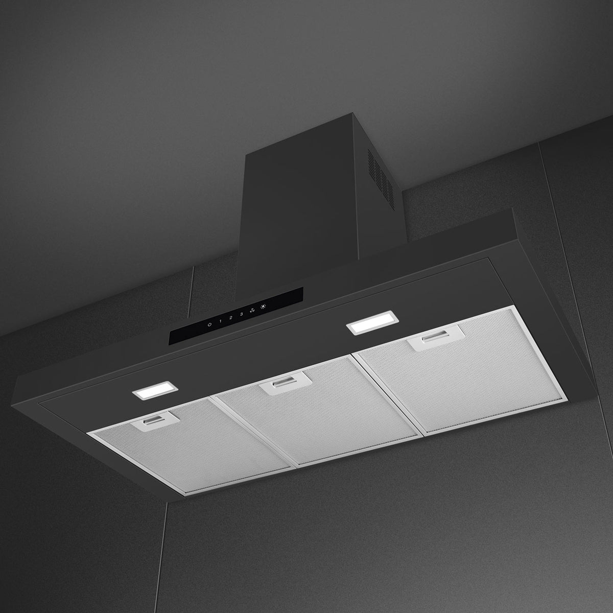 Smeg - 36" Flat T-Shape Universal Brushed Hood, Anthracite | 600 CFM - KBTU36AN