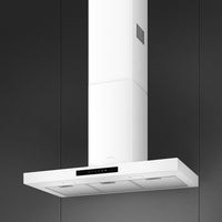 Smeg - 36" Flat T-Shape Universal Brushed Hood, Matte White| 600 CFM - KBTU36MW