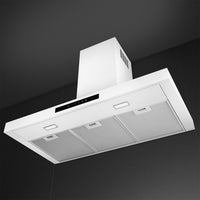 Smeg - 36" Flat T-Shape Universal Brushed Hood, Matte White| 600 CFM - KBTU36MW