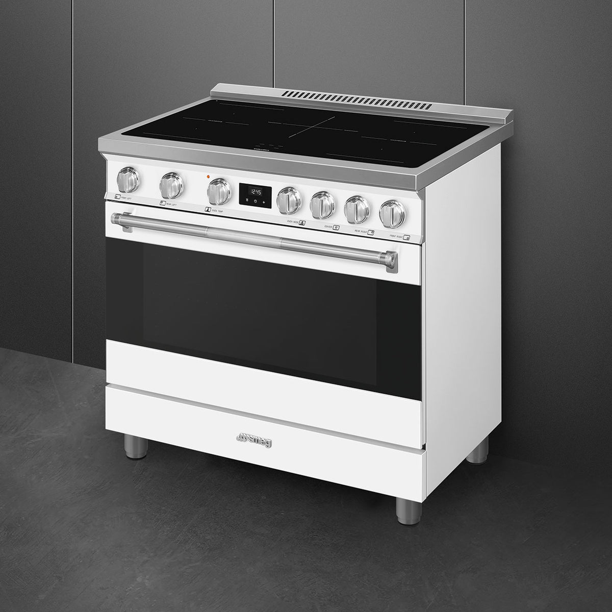 Smeg - 36" Freestanding Matt White Induction Range - SPR36UIMMW