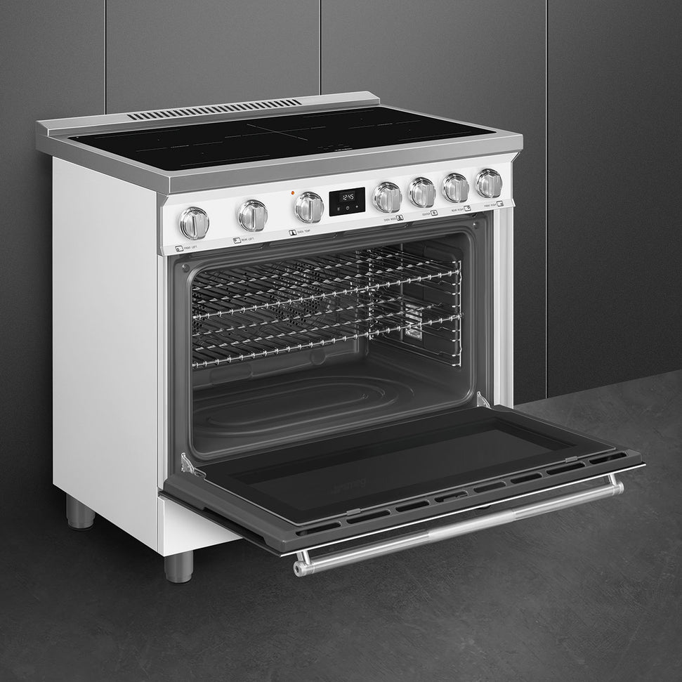Smeg - 36" Freestanding Matt White Induction Range - SPR36UIMMW