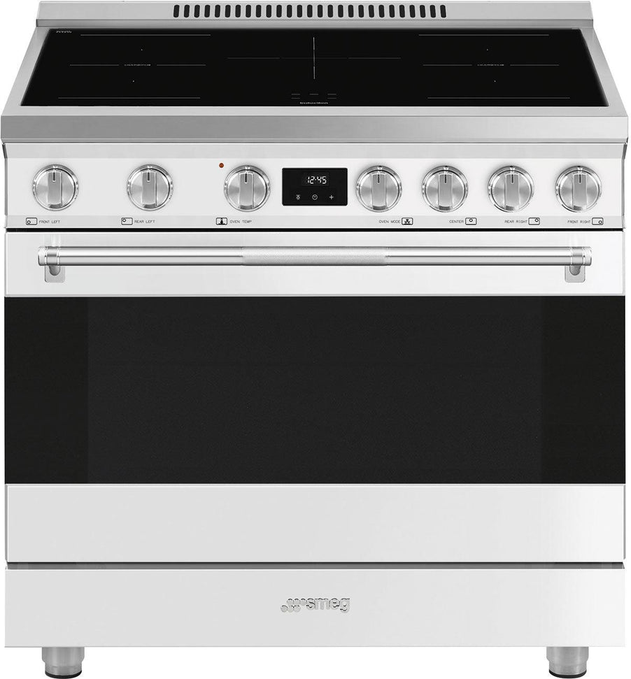 Smeg - 36" Freestanding Matt White Induction Range - SPR36UIMMW
