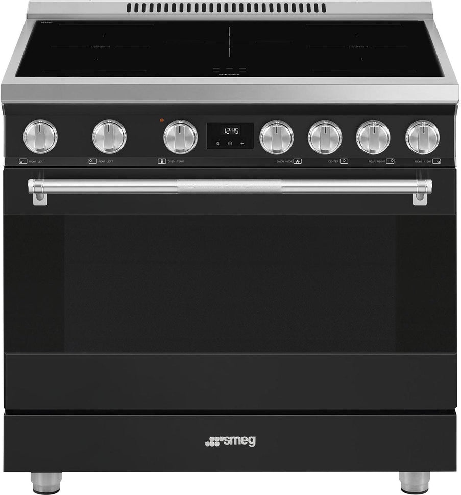 Smeg - 36" Freestanding Matte Black Induction Range - SPR36UIMAN