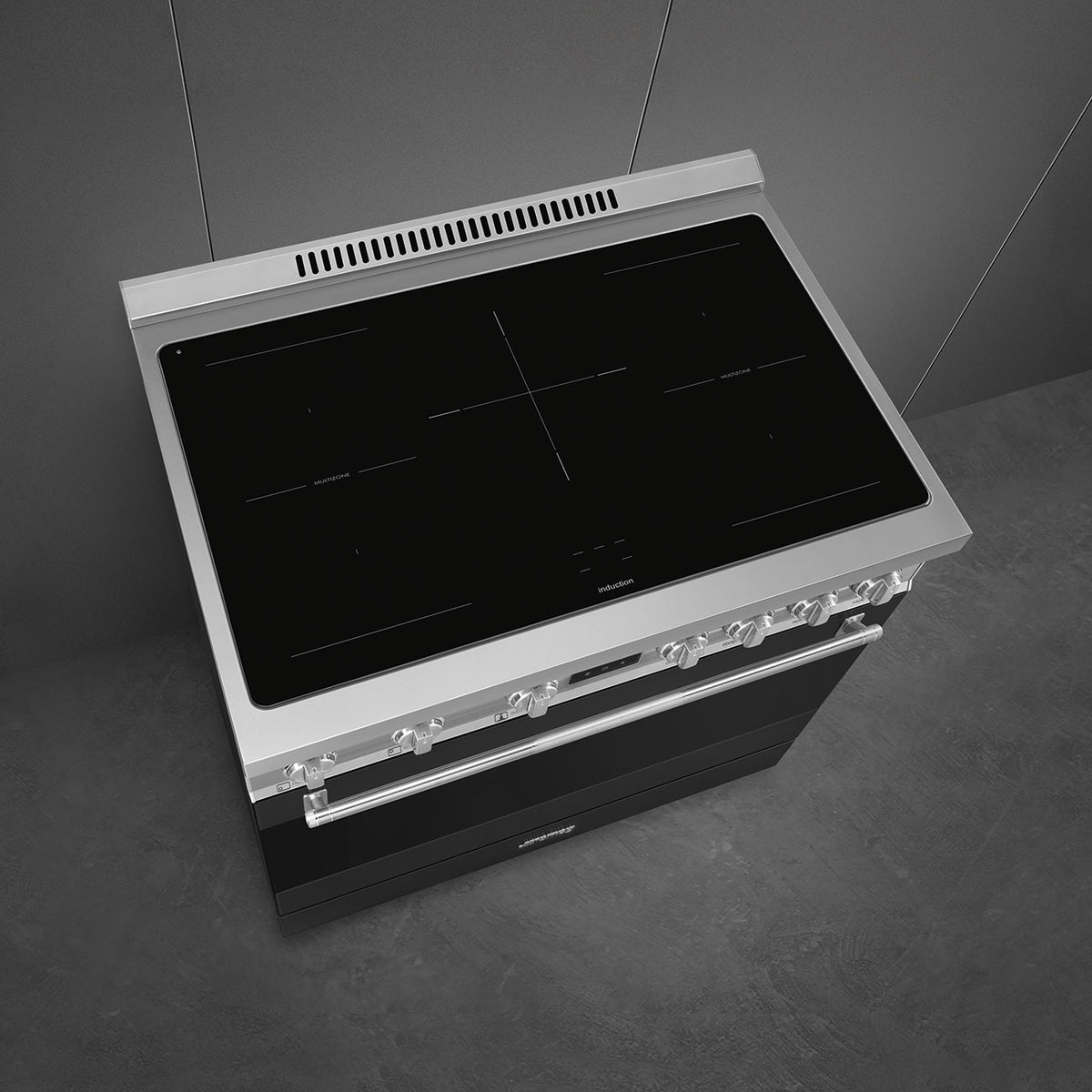 Smeg - 36" Freestanding Matte Black Stainless Steel Induction Range - SPR36UIMANX