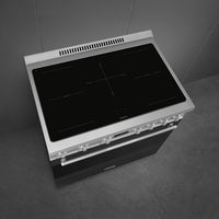 Smeg - 36" Freestanding Matte Black Stainless Steel Induction Range - SPR36UIMANX