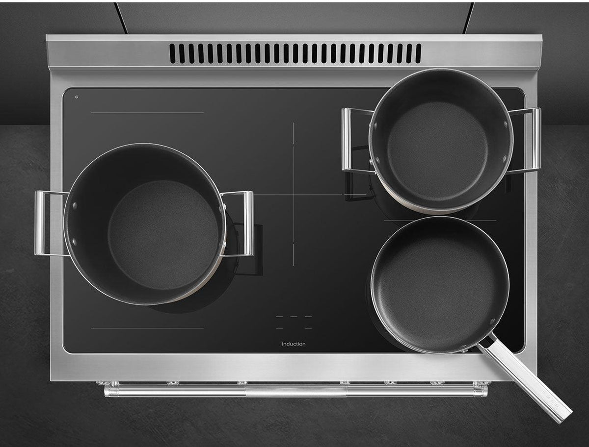Smeg - 36" Freestanding Matte Black Stainless Steel Induction Range - SPR36UIMANX