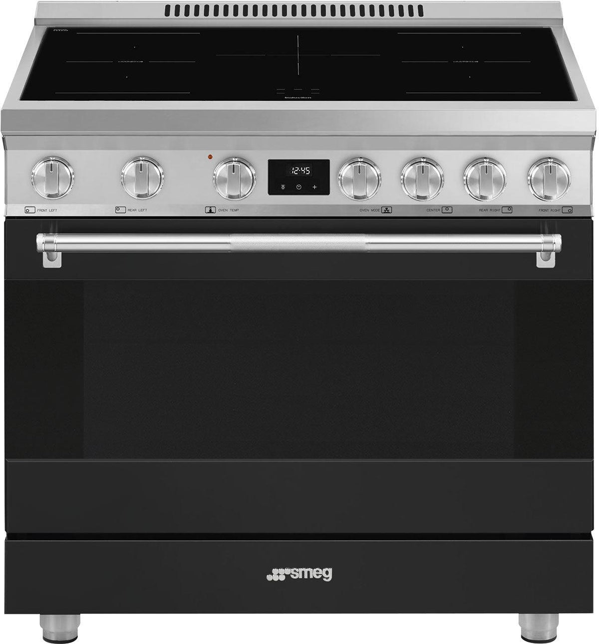 Smeg - 36" Freestanding Matte Black Stainless Steel Induction Range - SPR36UIMANX