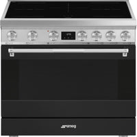 Smeg - 36" Freestanding Matte Black Stainless Steel Induction Range - SPR36UIMANX