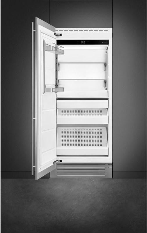 Smeg - 36” Panel Ready Built-In Freezer Column, Left Hinge - FZU36L