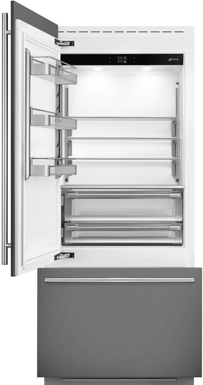 Smeg - 36" Panel Ready Built-In Fridge with Convertible Freezer, Left Hinge - RBMU36L