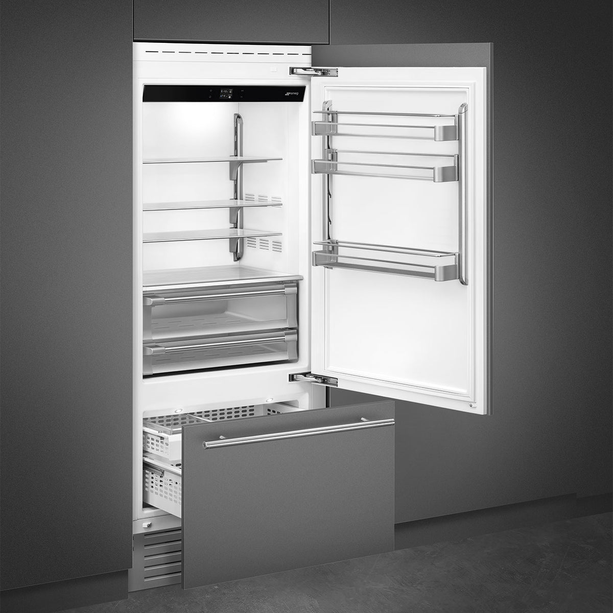 Smeg - 36" Panel Ready Built-In Fridge with Convertible Freezer, Right Hinge - RBMU36R