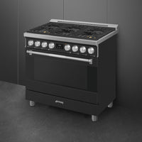 Smeg - 36" Professional Matt Black ALL GAS Range - SPR36UGGAN