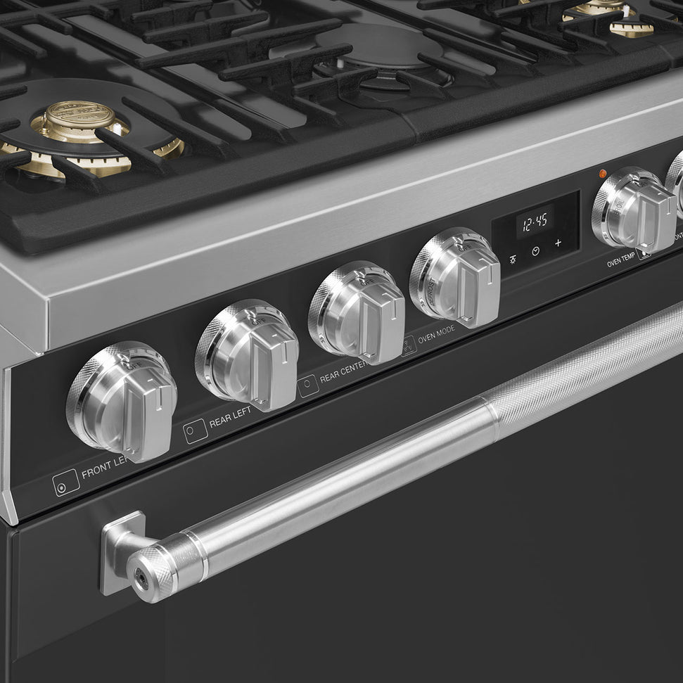 Smeg - 36" Professional Matt Black ALL GAS Range - SPR36UGGAN