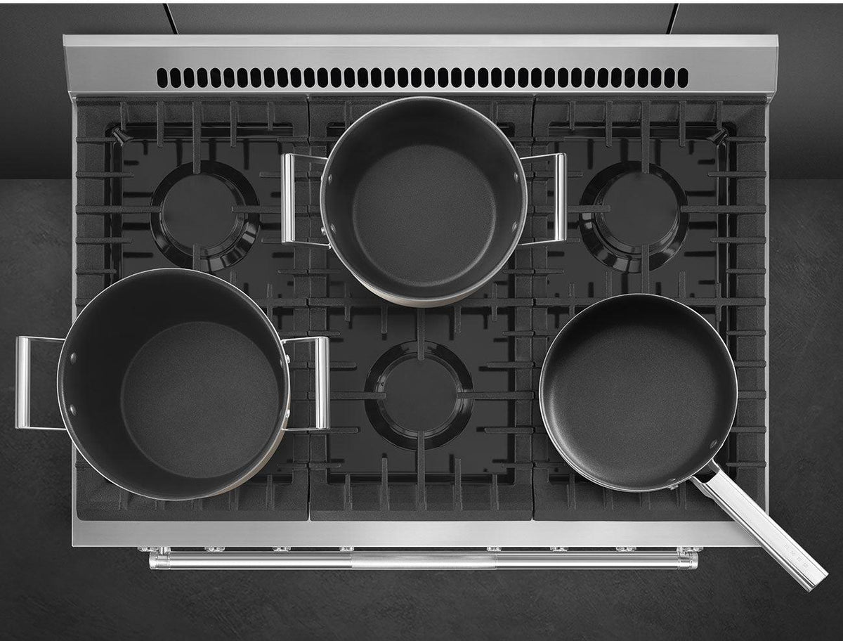 Smeg - 36" Professional Matt Black ALL GAS Range - SPR36UGGAN