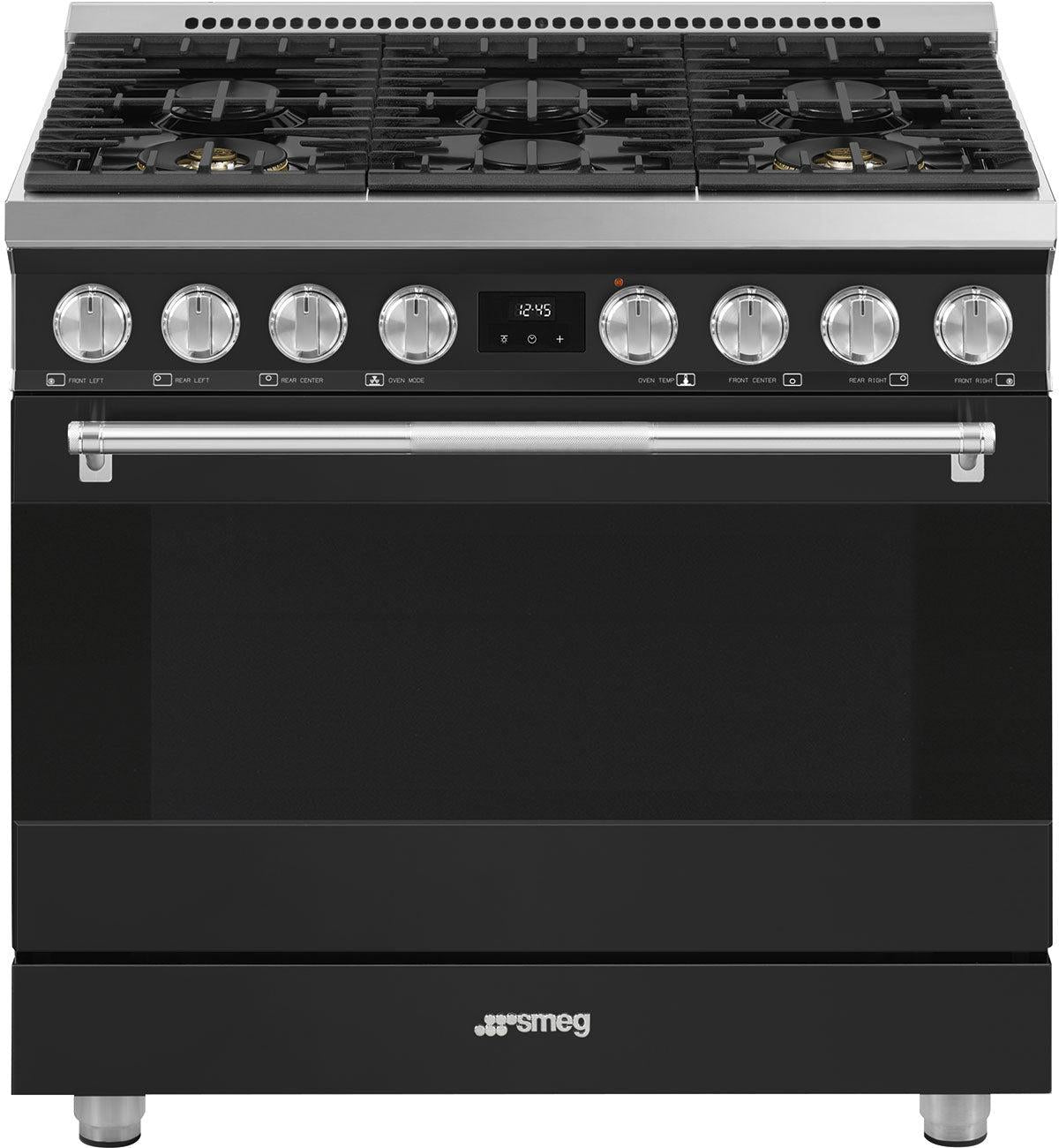 Smeg - 36" Professional Matt Black ALL GAS Range - SPR36UGGAN