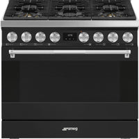Smeg - 36" Professional Matt Black ALL GAS Range - SPR36UGGAN