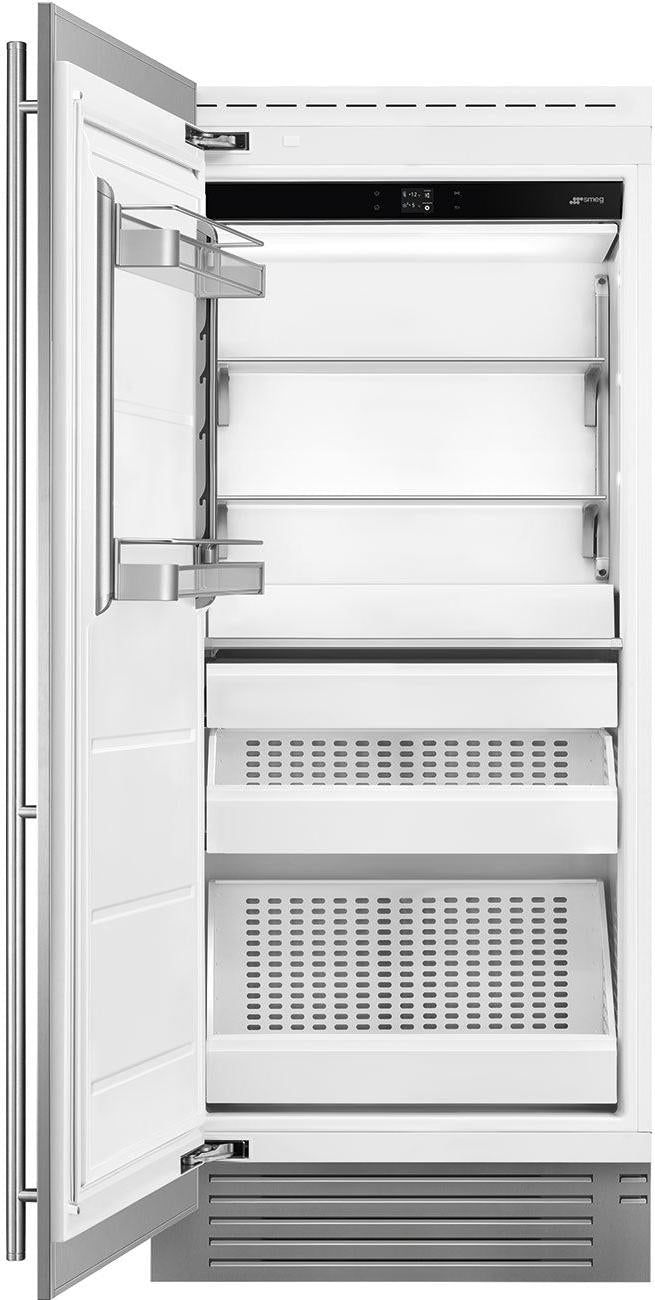 Smeg - 36” Stainless Steel Built-In Freezer Column, Left Hinge - FZU36LX