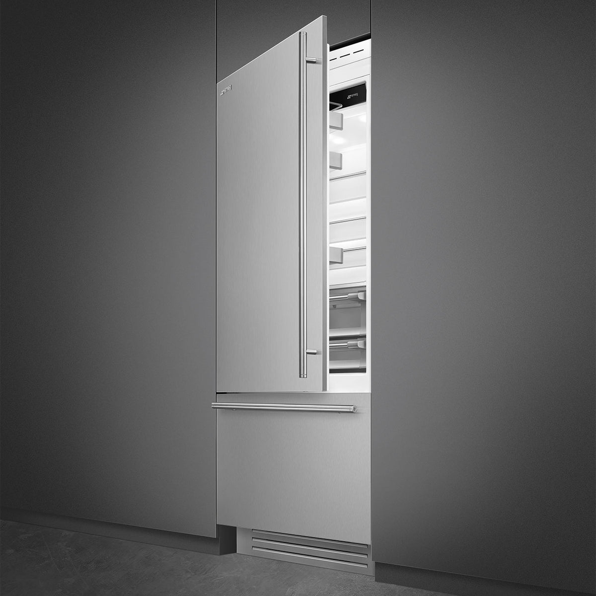Smeg - 36" Stainless Steel Built-In Fridge with Convertible Freezer, Left Hinge - RBMU36LX