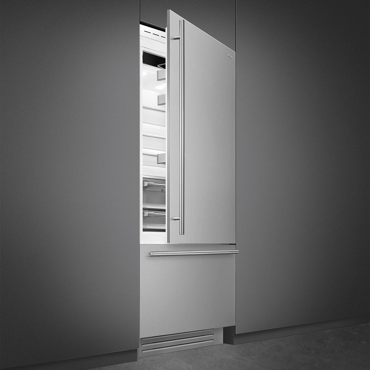 Smeg - 36" Stainless Steel Built-In Fridge with Convertible Freezer, Right Hinge - RBMU36RX