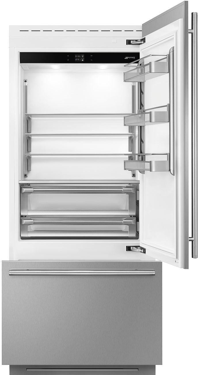 Smeg - 36" Stainless Steel Built-In Fridge with Convertible Freezer, Right Hinge - RBMU36RX