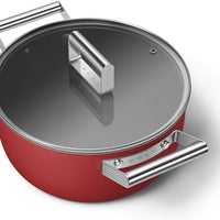 Smeg - 4.6 L 50's Style Non-Stick Casserole Red - CKFC2411RDM