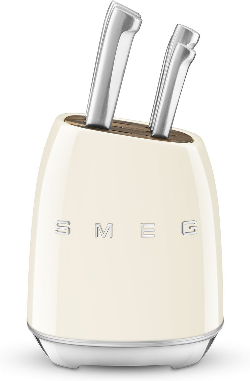 Smeg - 50'S STYLE 6 PC Cream Knife Block With German Stainless Steel Blade - KBSF01CR