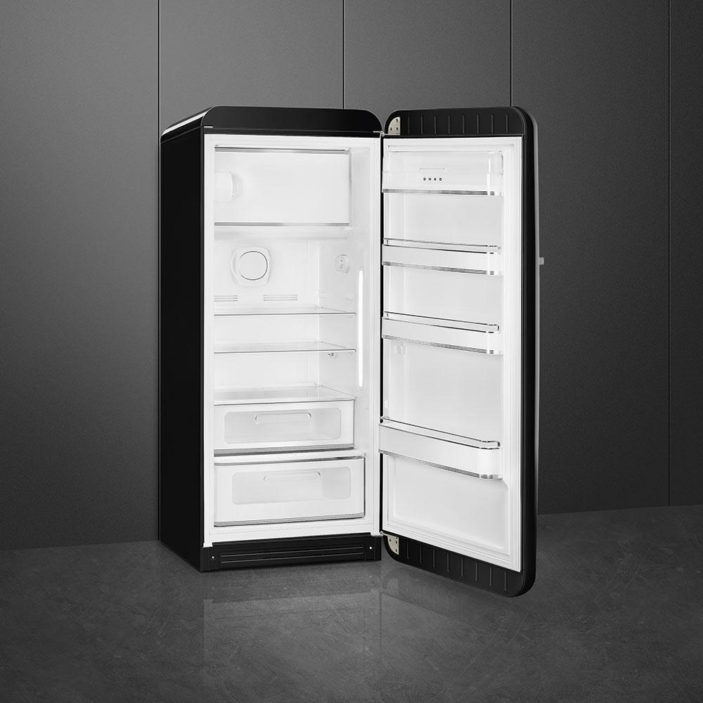 Smeg - 50's Retro Style Black Right Hinge Refrigerator - FAB28URBL3