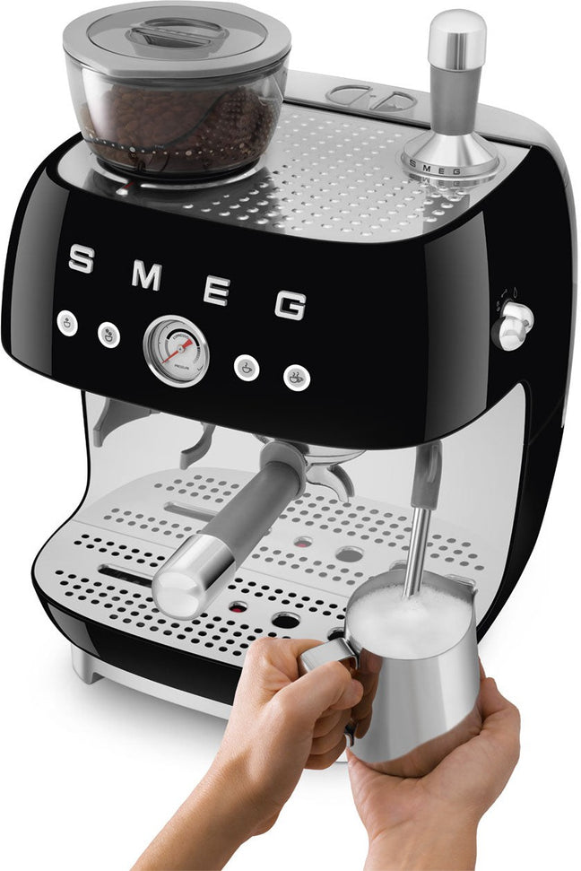 Smeg - 50's Retro Style Double Thermoblock Black Espresso Machine - EGF03BLUS