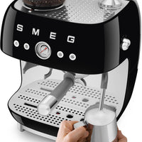 Smeg - 50's Retro Style Double Thermoblock Black Espresso Machine - EGF03BLUS