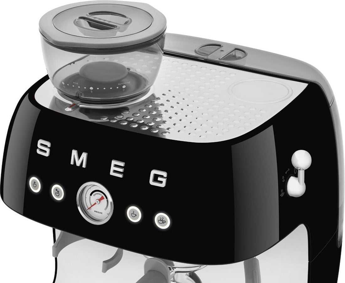 Smeg - 50's Retro Style Double Thermoblock Black Espresso Machine - EGF03BLUS