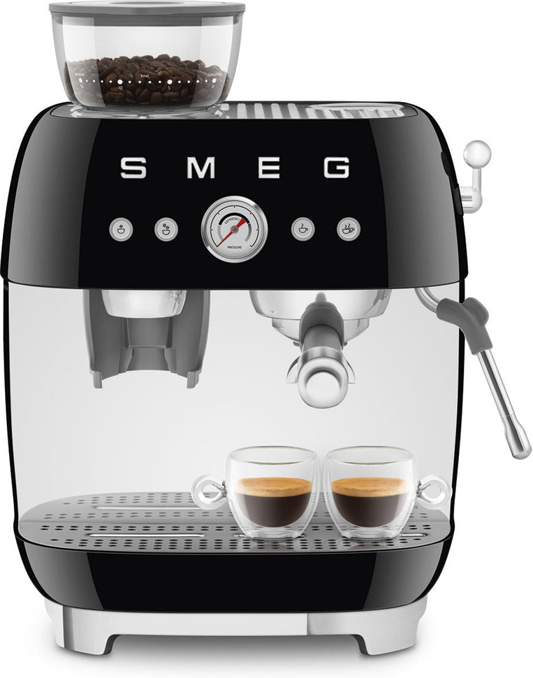 Smeg - 50's Retro Style Double Thermoblock Black Espresso Machine - EGF03BLUS