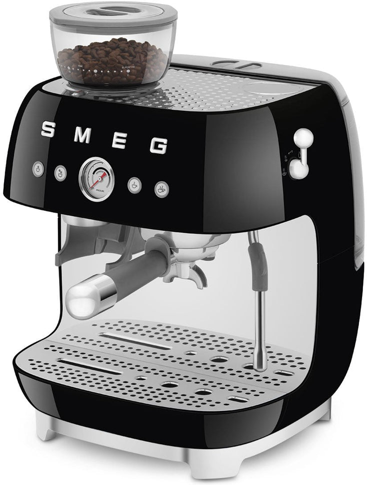 Smeg - 50's Retro Style Double Thermoblock Black Espresso Machine - EGF03BLUS