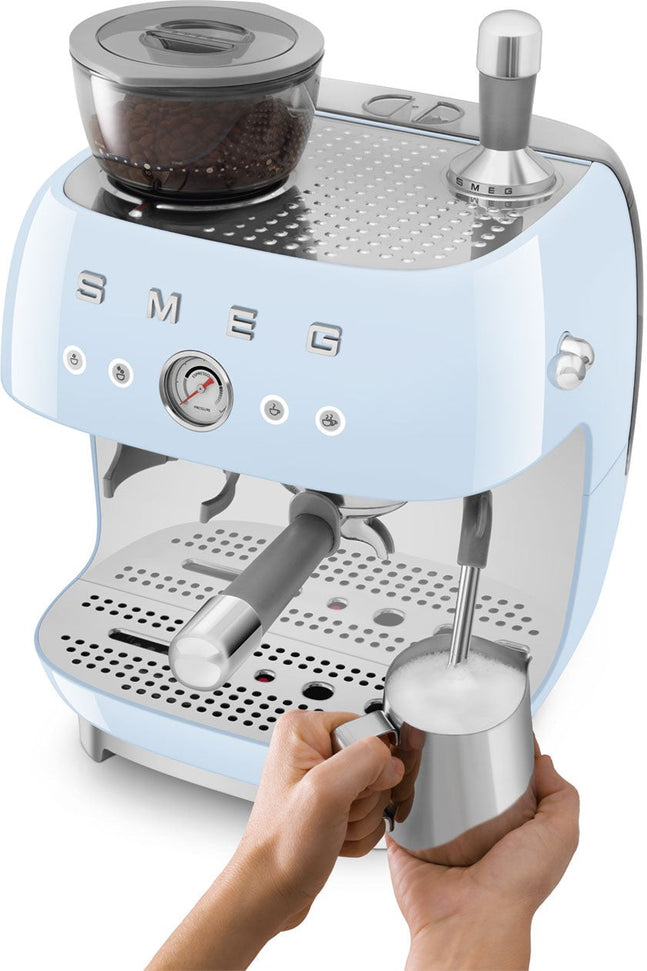 Smeg - 50's Retro Style Double Thermoblock Pastel Blue Espresso Machine - EGF03PBUS - DISCONTINUED