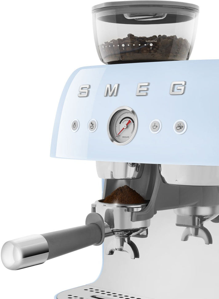 Smeg - 50's Retro Style Double Thermoblock Pastel Blue Espresso Machine - EGF03PBUS - DISCONTINUED