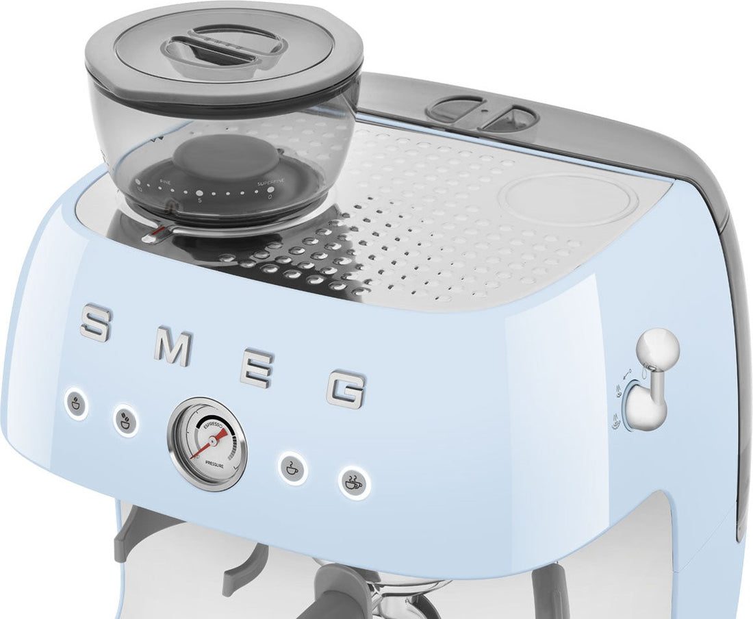 Smeg - 50's Retro Style Double Thermoblock Pastel Blue Espresso Machine - EGF03PBUS - DISCONTINUED