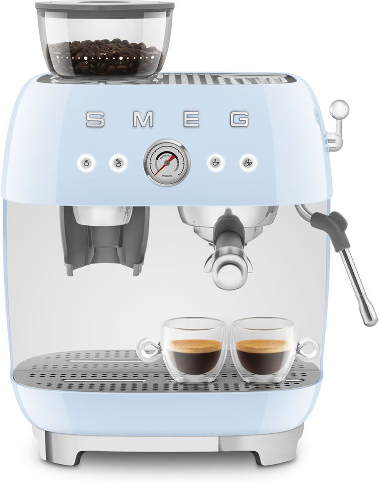 Smeg - 50's Retro Style Double Thermoblock Pastel Blue Espresso Machine - EGF03PBUS - DISCONTINUED