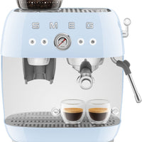 Smeg - 50's Retro Style Double Thermoblock Pastel Blue Espresso Machine - EGF03PBUS - DISCONTINUED