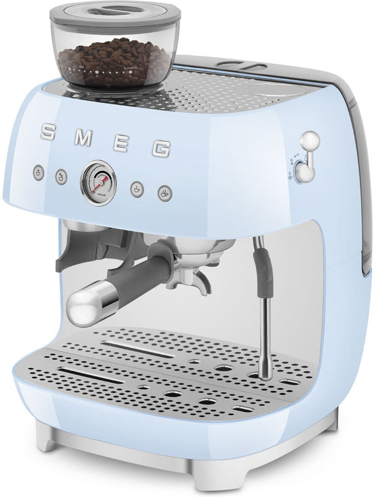 Smeg - 50's Retro Style Double Thermoblock Pastel Blue Espresso Machine - EGF03PBUS - DISCONTINUED