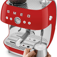 Smeg - 50's Retro Style Double Thermoblock Red Espresso Machine - EGF03RDUS