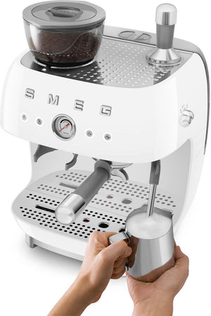 Smeg - 50's Retro Style Double Thermoblock White Espresso Machine - EGF03WHUS