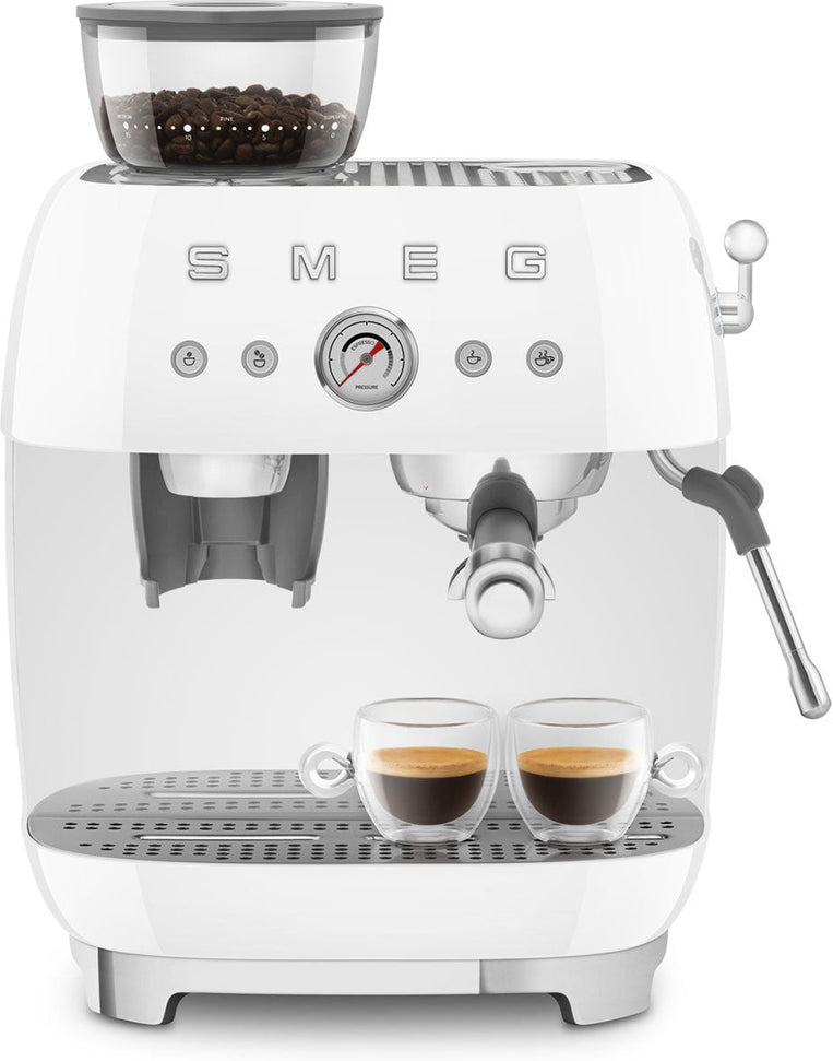 Smeg - 50's Retro Style Double Thermoblock White Espresso Machine - EGF03WHUS