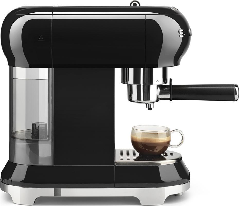 Smeg - 50's Retro Style Manual Black Espresso Machine - ECF02BLUS