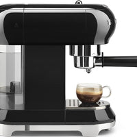 Smeg - 50's Retro Style Manual Black Espresso Machine - ECF02BLUS