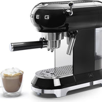 Smeg - 50's Retro Style Manual Black Espresso Machine - ECF02BLUS