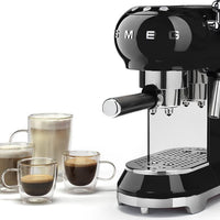 Smeg - 50's Retro Style Manual Black Espresso Machine - ECF02BLUS