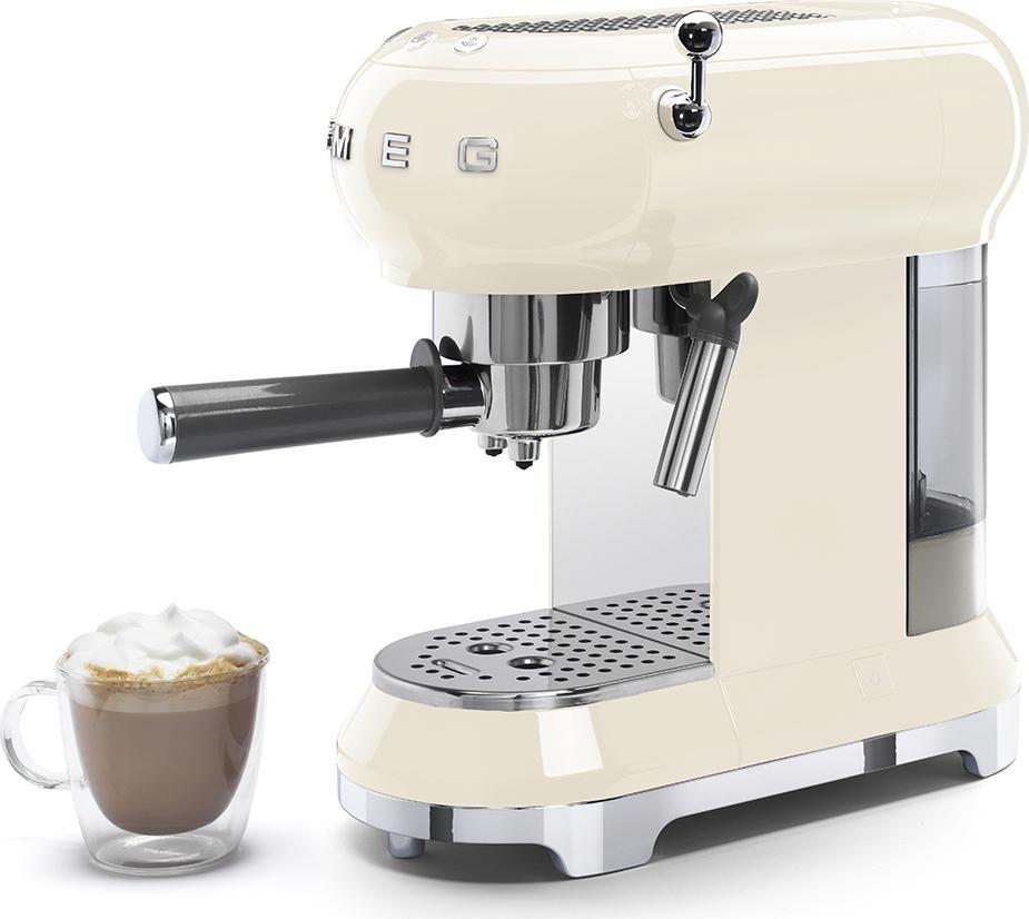 Smeg - 50's Retro Style Manual Cream Espresso Machine - ECF02CRUS