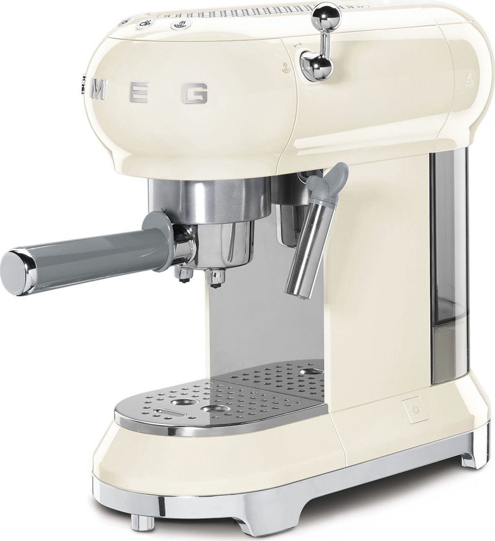 Smeg - 50's Retro Style Manual Cream Espresso Machine - ECF02CRUS